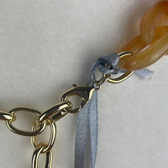 Rush By Denis & Charles Plastic Shades of Amber Chain Link Necklace NEW - Picture 4 of 5